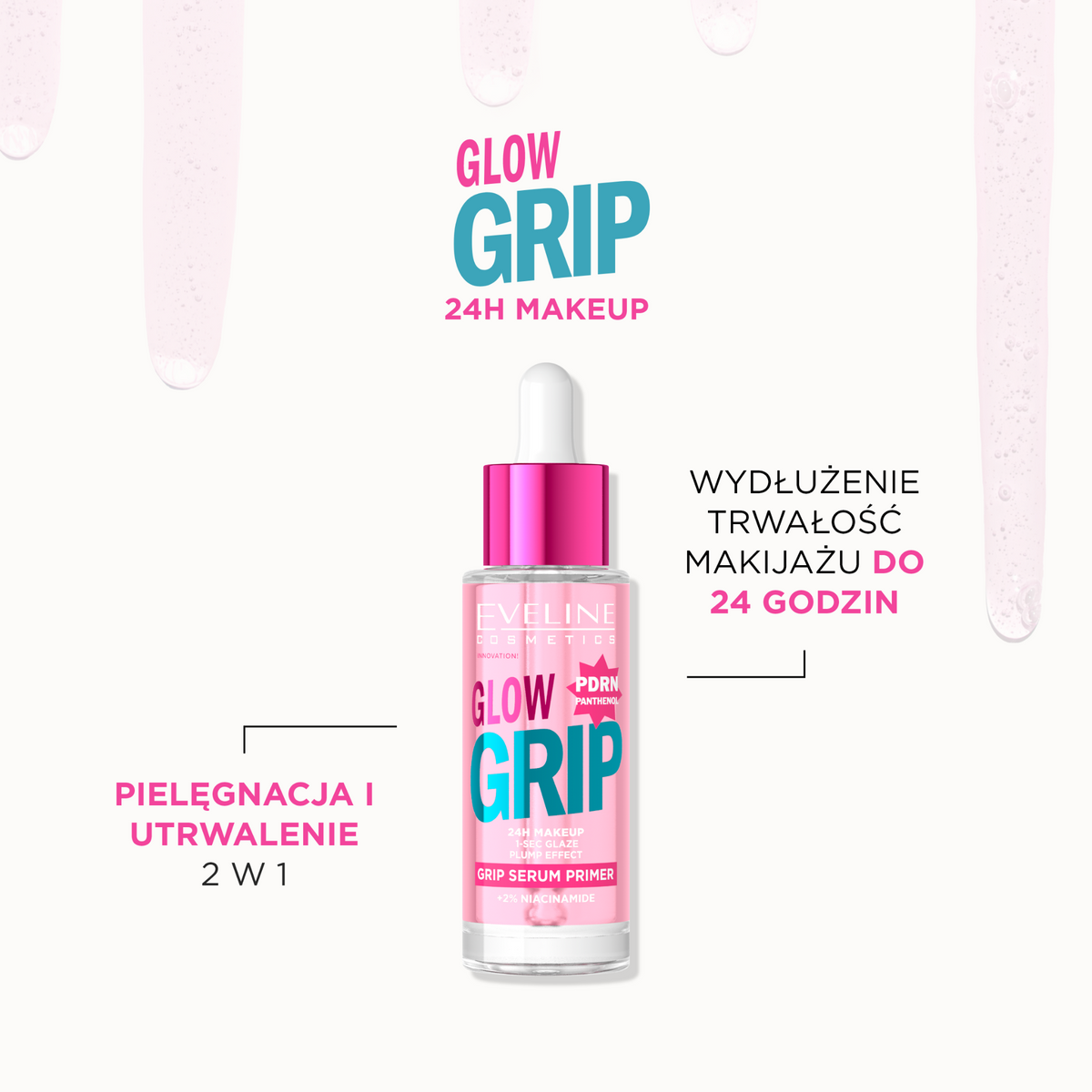 Baza-serum pod makijaż, 24H trwałości i rozświetlenia, Glow Grip - 2