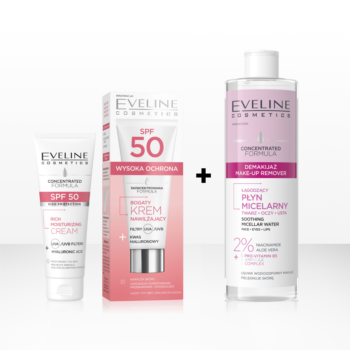 Eveline Cosmetics - Zestaw Pielęgnacyjny duet: krem SPF 50 + płyn micelarny