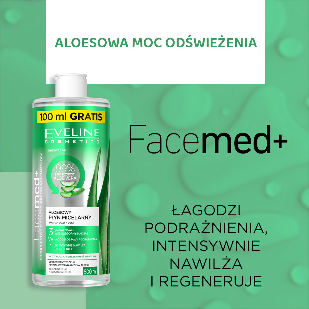 Odświeżająco-łagodzący aloesowy płyn micelarny 3w1 - 2