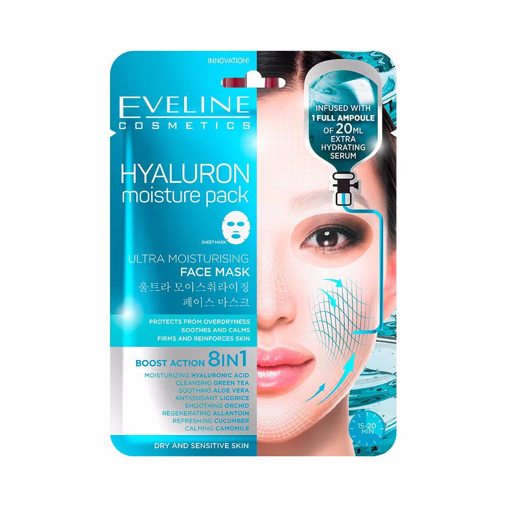 Maski Płachtowe ultra feuchtigkeitsspendend Maske mit Hyaluronsäure 8w1 — Inhaltsstoffe i ocena