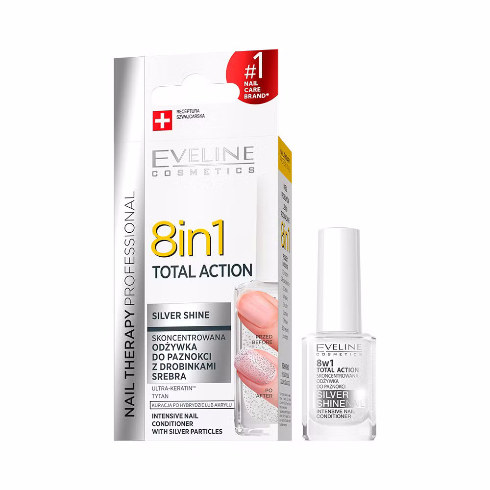 Nail Therapy Professional Skoncentrowana odżywka do paznokci z drobinkami srebra total action 8w1