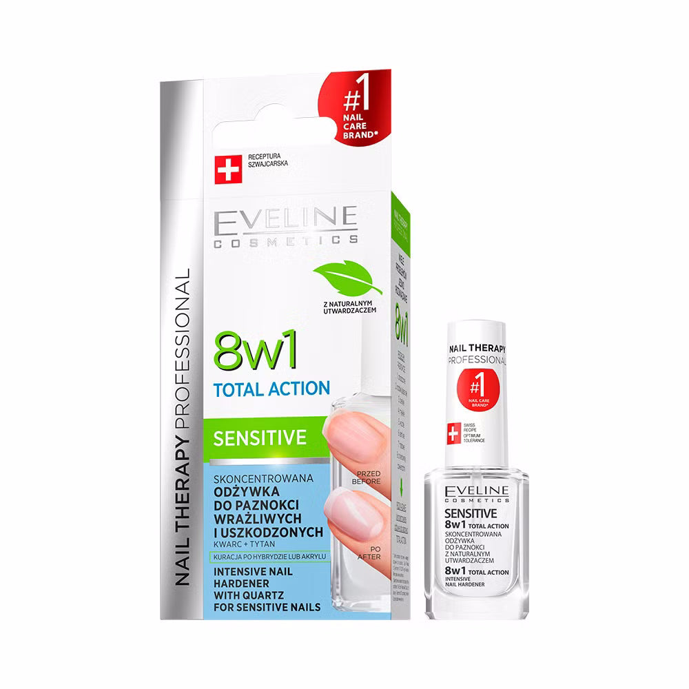 Nail Therapy Professional Skoncentrowana odżywka do paznokci kruchych i łamliwych total action sensitive 8w1 — Inhaltsstoffe i ocena