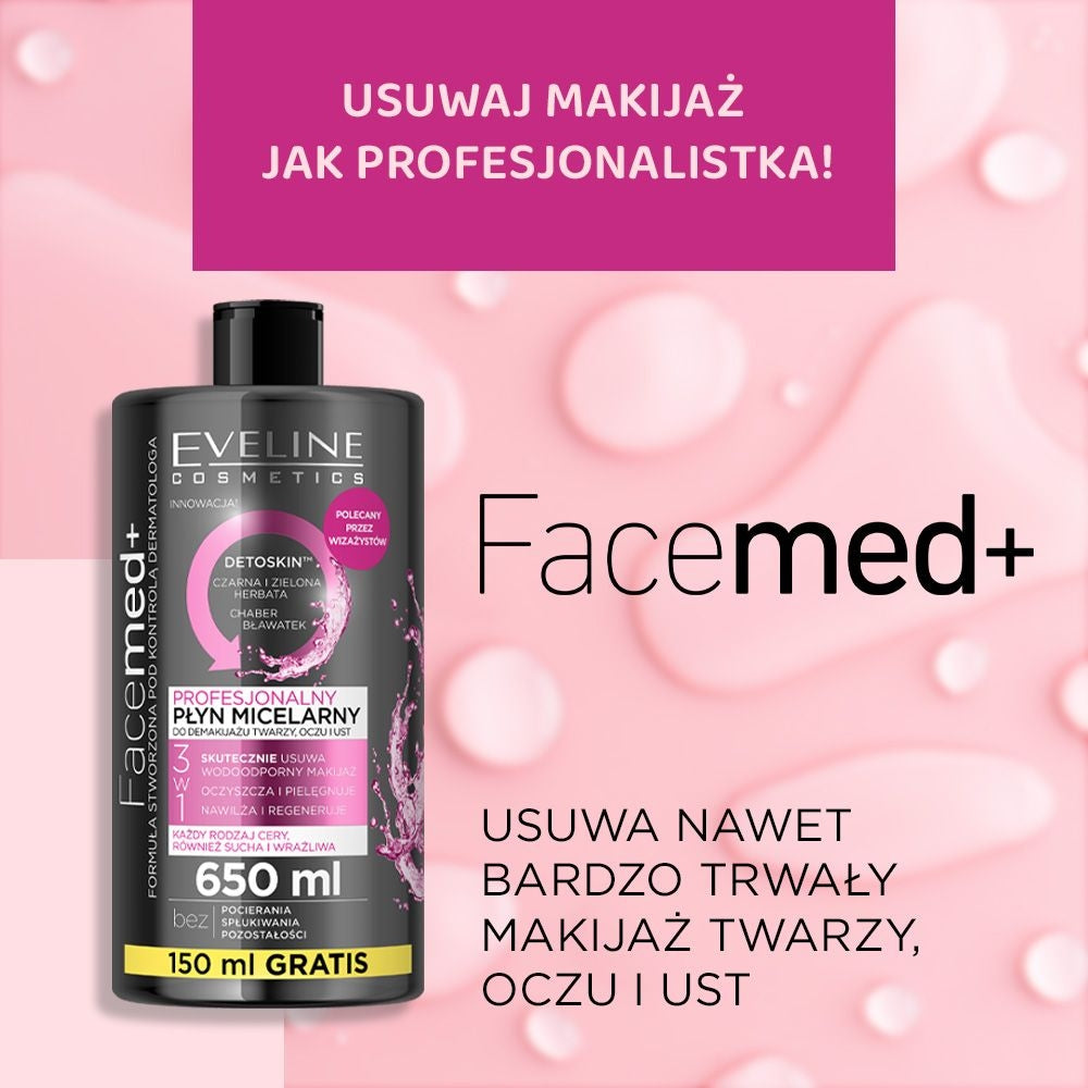 Profesjonalny płyn micelarny do demakijażu twarzy, oczu i ust 3w1 - 2