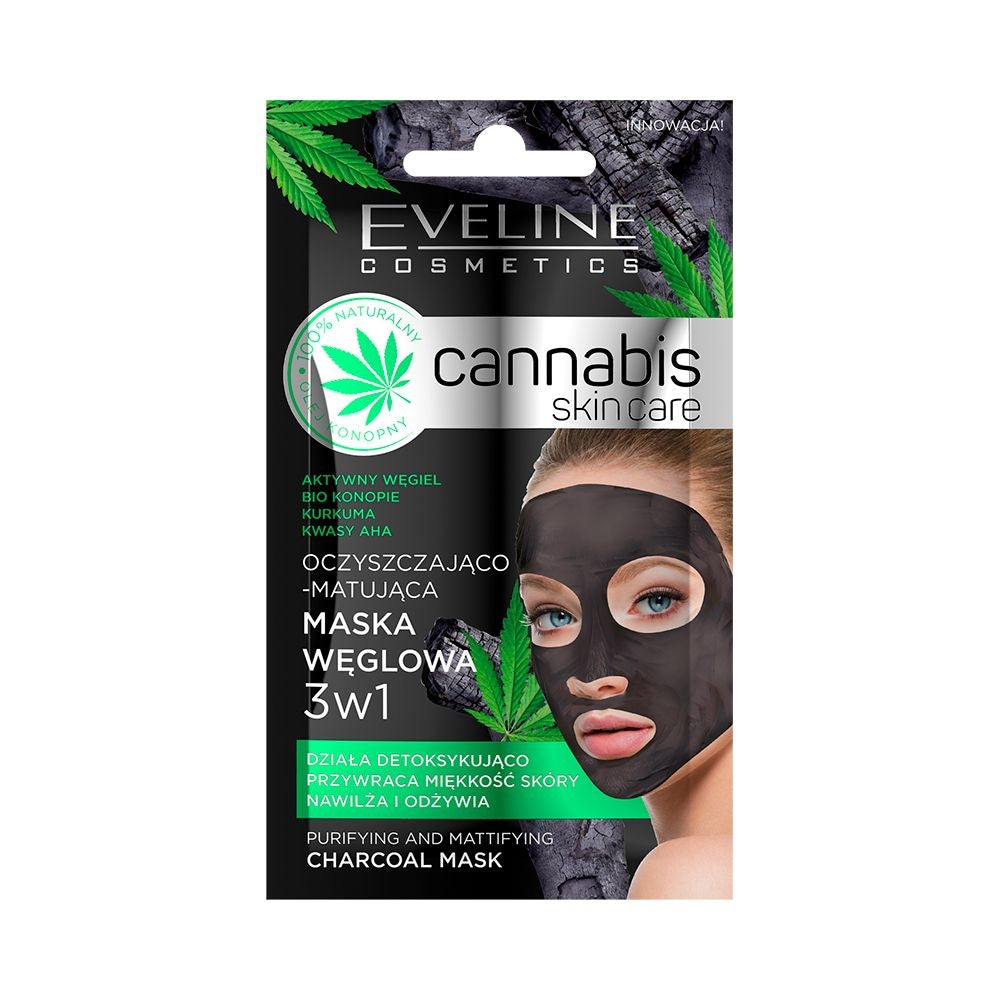 Cannabis Skin Care Oczyszczająco-matująca maska węglowa 3w1