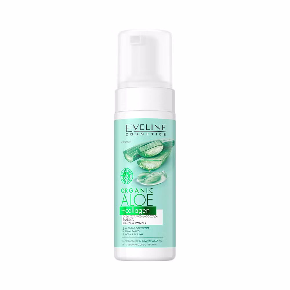 Organic Aloe+Collagen Oczyszczająco-łagodząca pianka do mycia twarzy 3w1