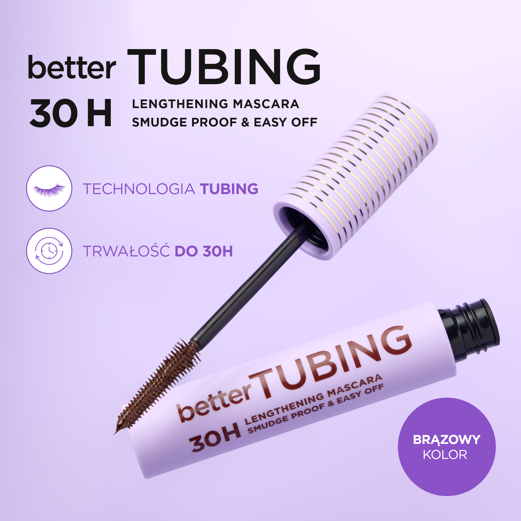 Tusz do rzęs Better Tubing Lengthening 30h, brązowy - 2